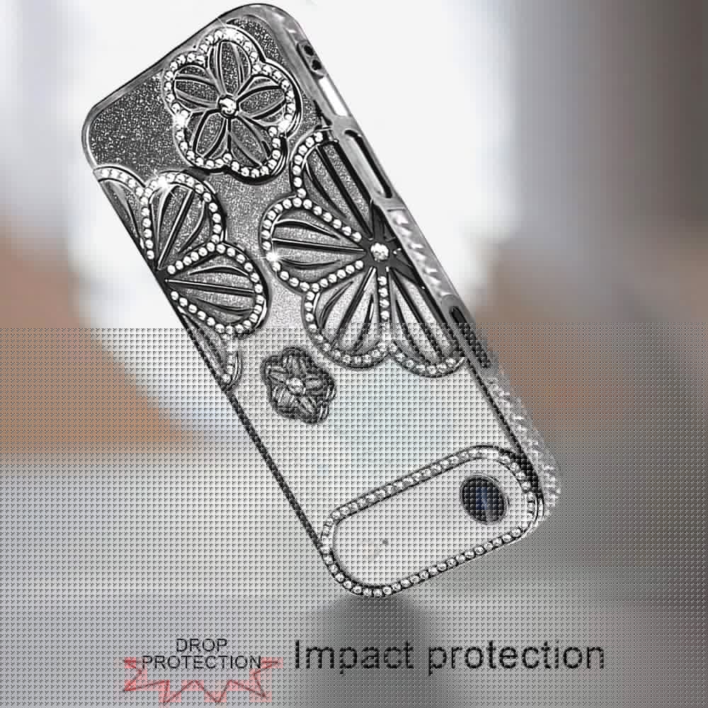 For Apple iPhone 17 Air (6.6") Luxury Flower Design Sparkle Glitter Diamond Rhinestone Shimmer Bling Plating Thick TPU Hard PC Case Cover