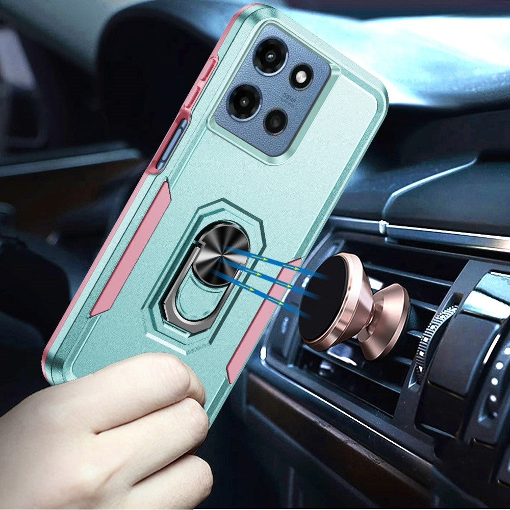 For Motorola Moto G Stylus 5G 2025 Hybrid Rugged Tough 2in1 Drop-Proof Protection Military Grade Armor with Metal Ring Stand Case Cover