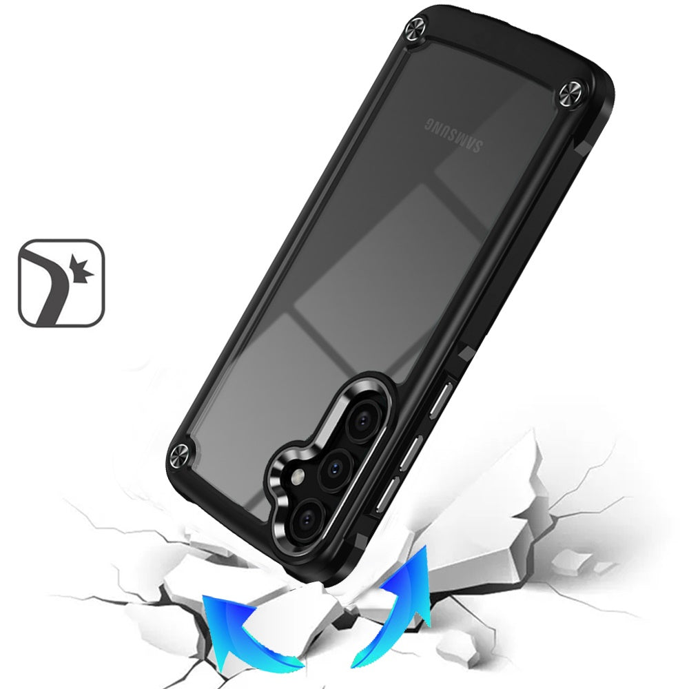 For Apple iPhone 17E /16E Hybrid Transparent Rubber with Metal Buttons & Camera Edges Hard TPU Corner Frame Bumper Case Cover