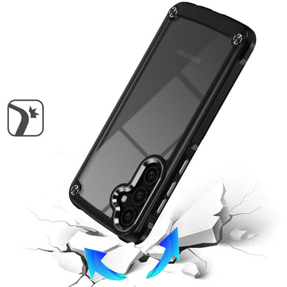 For Apple iPhone 17E /16E Hybrid Transparent Rubber with Metal Buttons & Camera Edges Hard TPU Corner Frame Bumper Case Cover