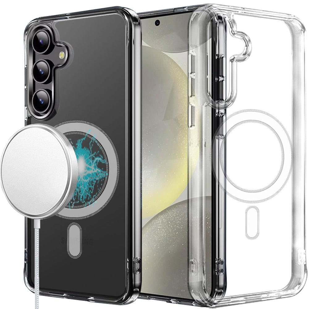 For Samsung Galaxy S25+ /S25 Plus /S24+ Plus Clear Magnetic Case with Built-in Magnets Compatible with MagSafe Slim Soft TPU Bumper Case Cover Transparent