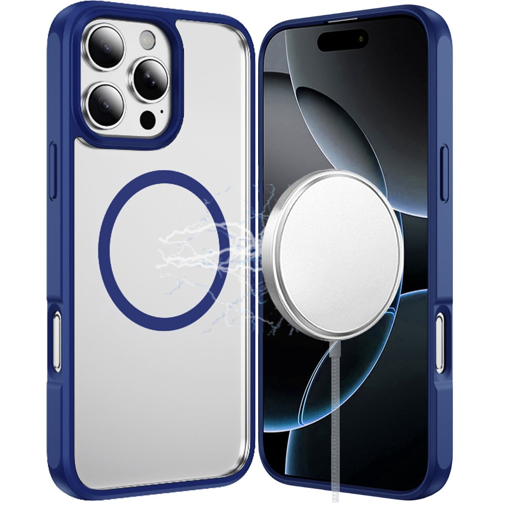 For Apple iPhone 16 Pro Max Magnetic Circle HQ Transparent Clear TPU Thick 2.0mm Frame Hybrid Shockproof Protector Case Cover