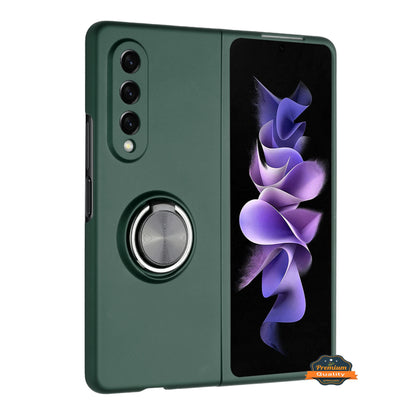 For Samsung Galaxy Z Fold 7 Matte Silicone TPU Rubber Magnetic with 360° Ring Stand Grip Shockproof Slim Hybrid Case Cover