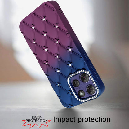 For Motorola Moto G Stylus 5G 2025 Fashion Flower Design Sparkle Glitter Shimmer Rhinestone Bling Floral Accents, Leather Texture TPU Case Cover