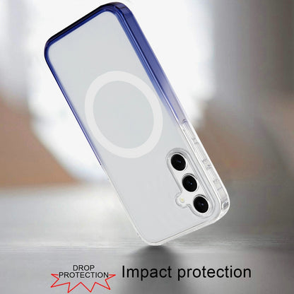 For Samsung Galaxy S25 /S24 Transparent Two Tone Gradiant Magnetic Space [Compatible with Magsafe] Hybrid Shockproof Protective Case Cover Two Tone Blue