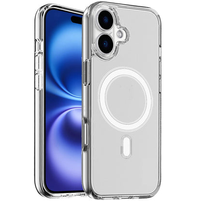 For Apple iPhone 17 MagSafe Compatible Transparent Hybrid Case with Magnetic Circle, Shock Absorption TPU Rubber Case Cover Smoke Gray
