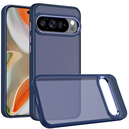 For Google Pixel 10 /Pixel 10 Pro Slim Fit Hybrid Transparent Thick Acrylic with Metal Buttons Frame Protective Hard PC + TPU Shockproof Case Cover