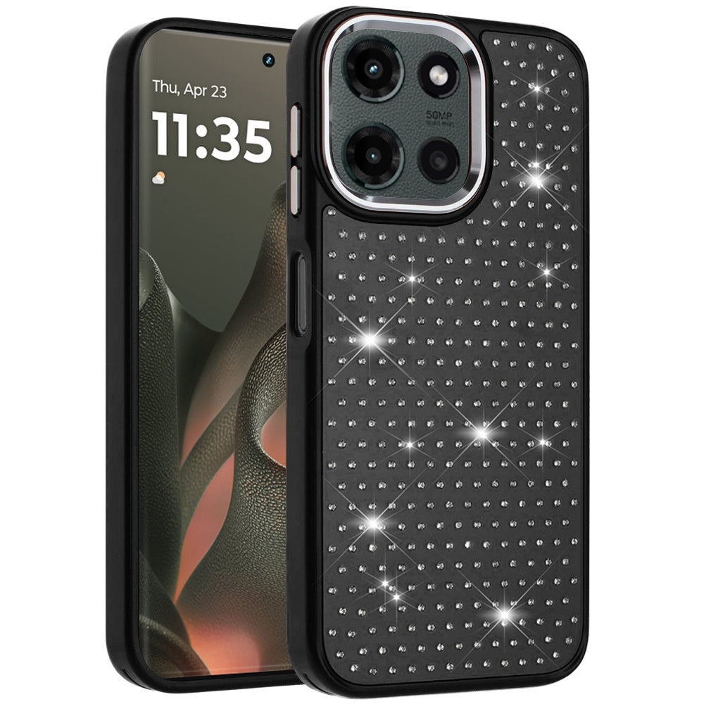 For Motorola Moto G Stylus 5G 2025 Bling Diamond Metallic, Full Sparkle Chrome Edged Hybrid Protective Shockproof Case Cover