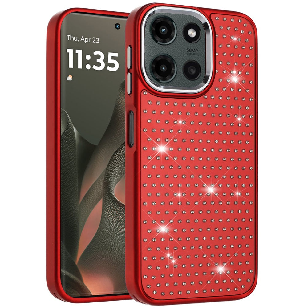 For Motorola Edge 2025 Bling Diamond Metallic, Full Sparkle Chrome Edged Hybrid Protective Shockproof Case Cover