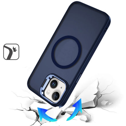 For Apple iPhone 16 Plus (6.7") Heavy Duty Metallic Hybrid Tough TPU with Camera Ring Stand, MagSafe Compatible, Rugged Drop Protection Case Cover