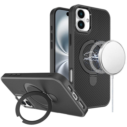 For Samsung Galaxy S26 Ultra Hybrid Carbon Fiber Design with MagSafe Compatible [Magnetic Circle], Ring Stand Shockproof Slim TPU Case Cover