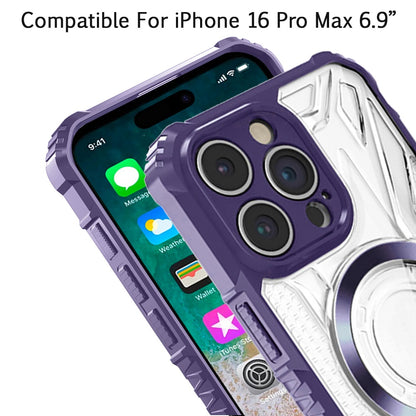 For Apple iPhone 16 Pro Max (6.9") MagSafe Compatible Pattern Clear Transparent Rugged Hybrid Magnetic TPU Shockproof Armor Case Cover