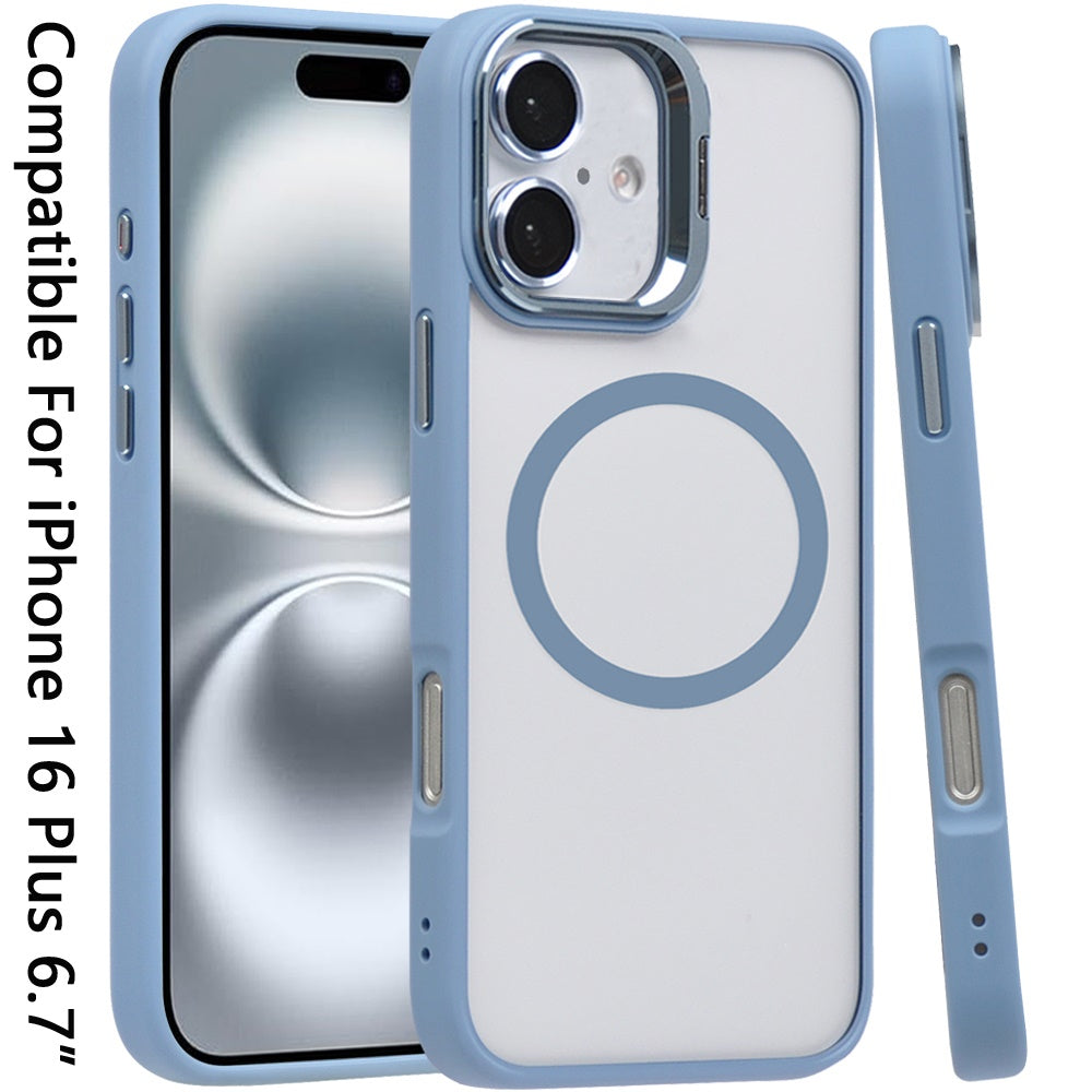 For Apple iPhone 16 (6.1") Hybrid Magnetic Cool Case with Camera Stand Fits MagSafe Accessories Shockproof Case Cover