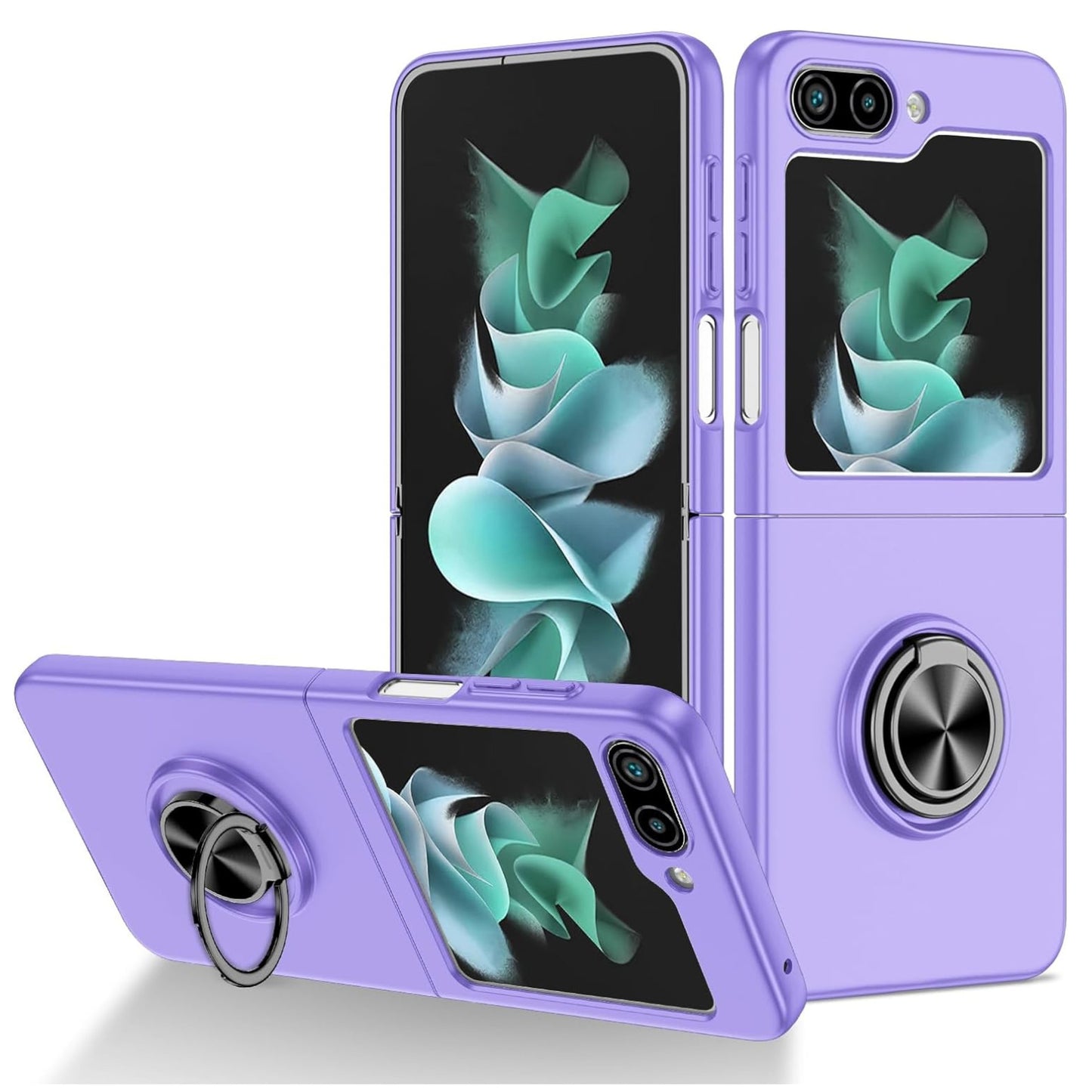 For Samsung Galaxy Z Flip 7 Matte Silicone TPU Rubber Magnetic with 360° Ring Stand Grip Shockproof Slim Hybrid Case Cover