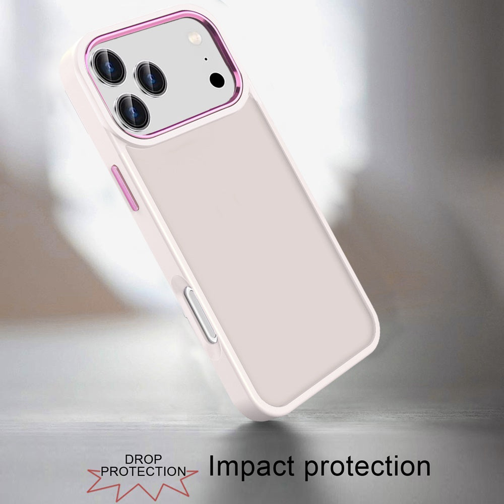 For Apple iPhone 17 Pro (6.3") Slim Fit Thin Hybrid,Frosted Matte Polished Acrylic Hard PC with TPU Rubber Frame Case Cover