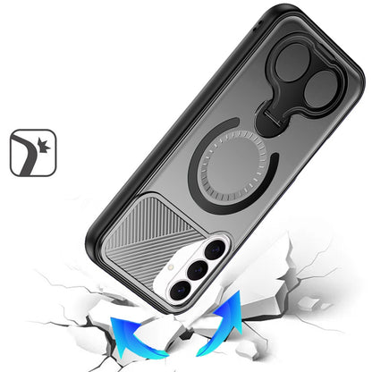 For Samsung Galaxy S26+ / S26 Plus Hybrid with Invisible 2 Hole Ring Stand Magnetic back Car Mount Friendly Protector Case Cover