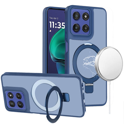 For Motorola Moto G Stylus 5G 2025 Magnetic Circle Back with Ring Stand Full Rotation Matte Hybrid Shockproof Case Cover