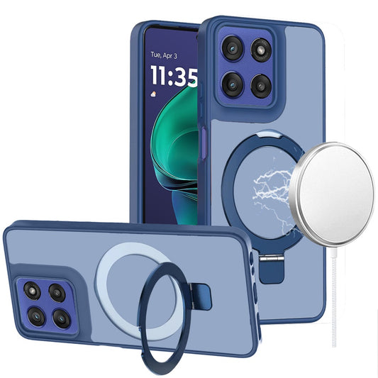 For Motorola Moto G Stylus 5G 2025 Magnetic Circle Back with Ring Stand Full Rotation Matte Hybrid Shockproof Case Cover