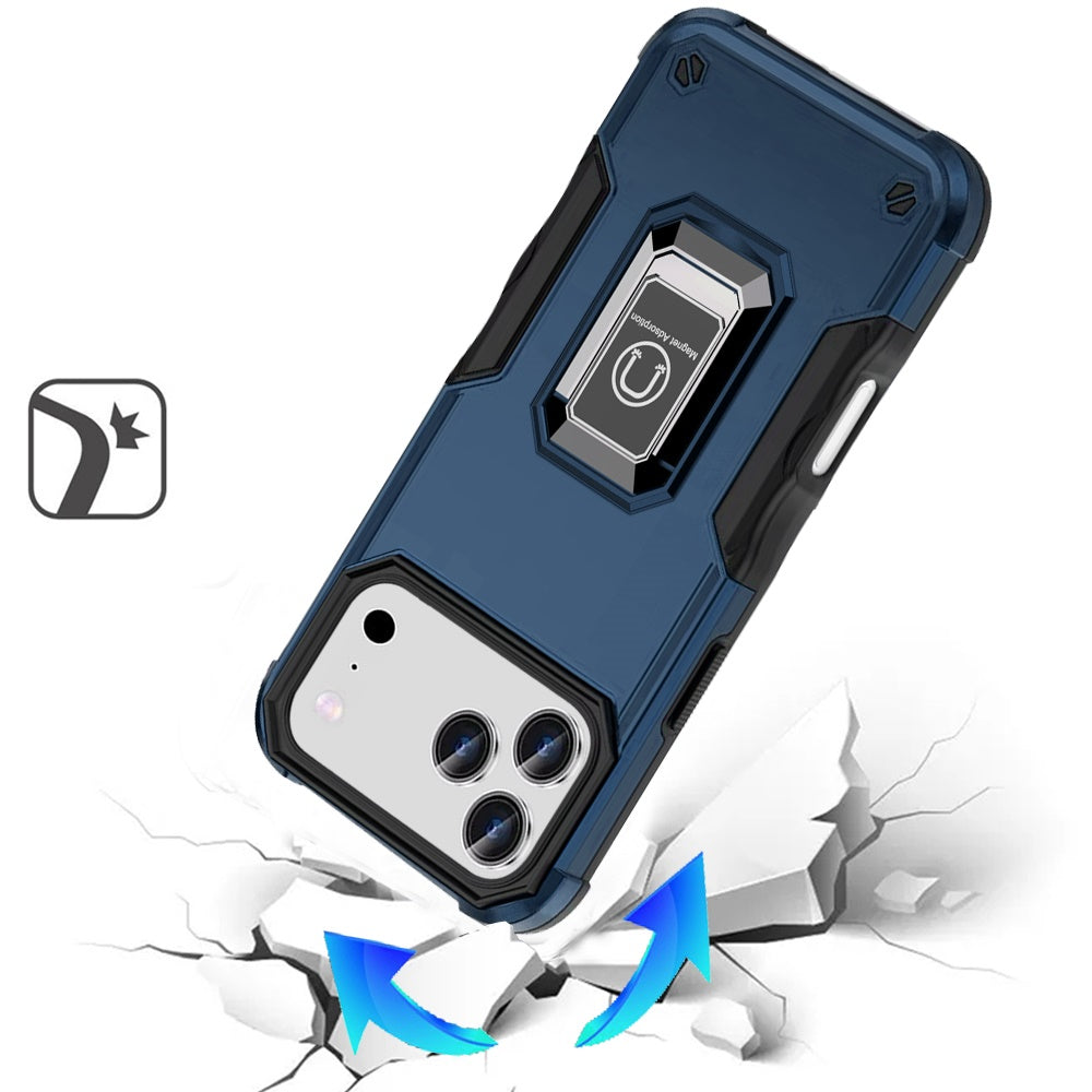 For Apple iPhone 17 Pro Max (6.9") Hybrid Stand Magnetic Ring Holder Kickstand Heavy Duty Rugged Drop Silicone & Hard PC Shockproof Case Cover