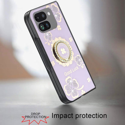 For Google Pixel 9 Pro Fold Diamonds 3D Butterfly Bling Sparkly Glitter Ornaments Engraving Hybrid with Stand Fashion Case Cover Enchanted Butterfly Purple
