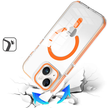 Phone Case for Apple iPhone 14/13 Magnetic Transparent Tough Hybrid Camera Guard Stand Shockproof Color Edge Rugged Grip Durable Cover Cosmic Orange