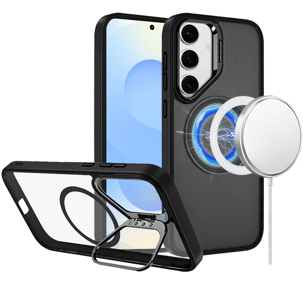 For Apple iPhone 17E /16E Heavy Duty Metallic Hybrid Tough TPU with Camera Ring Stand, MagSafe Compatible, Rugged Drop Protection Case Cover