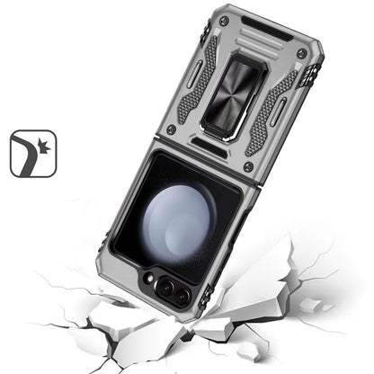 For Samsung Galaxy Z Fold 7 Tough Hybrid Case with Movable Camera Window & Metal Ring Stand Shockproof Case Cover