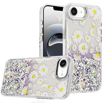 For Apple iPhone 17E /16E Fashion Beautiful Epoxy Design Hybrid Fashion Stylish TPU Protective, Shockproof Hybrid PC Case Cover Yellow Daisy Flower