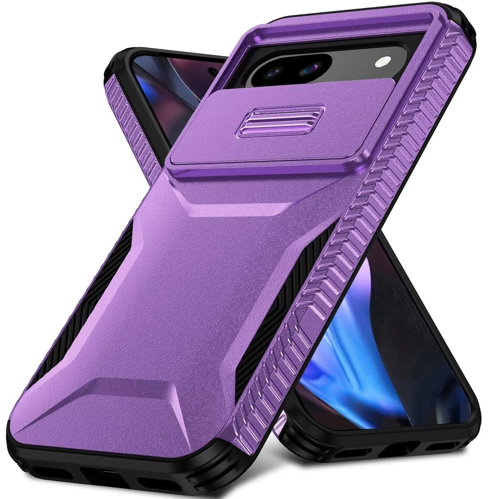 For Google Pixel 9A Slim Fit Shockproof Hybrid with Slide Camera Window Covering, Rugged Tpu Silicone Hard PC Bumper Case Cover