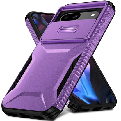 For Google Pixel 9A Slim Fit Shockproof Hybrid with Slide Camera Window Covering, Rugged Tpu Silicone Hard PC Bumper Case Cover