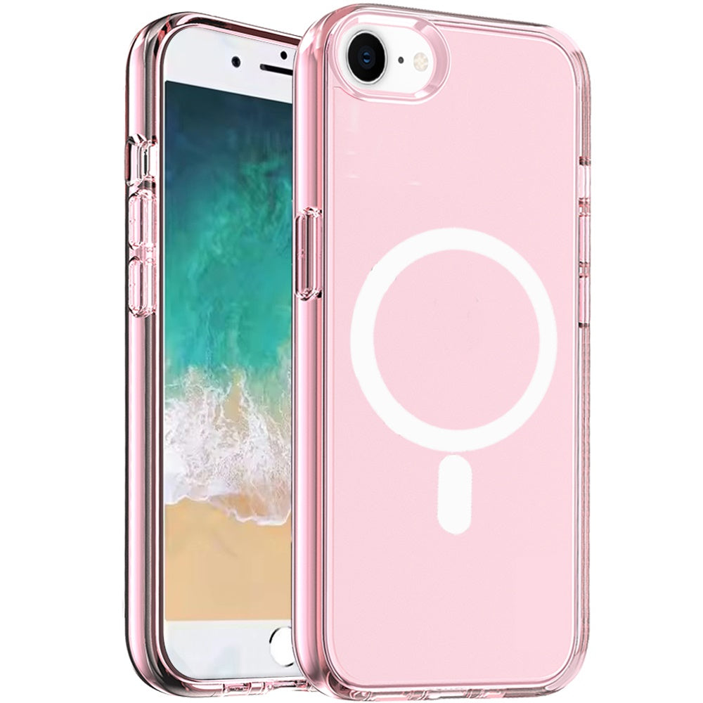 For Apple iPhone 17E /16E MagSafe Compatible Transparent Hybrid Case with Magnetic Circle, Shock Absorption TPU Rubber Case Cover