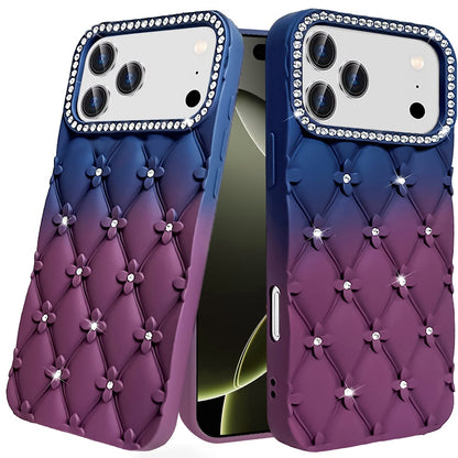Phone Case for Apple iPhone 17 Pro Max (6.9") Floral Glitter Shimmer Bling Hybrid Shockproof Anti Slip Thick TPU Protective Stylish Design Cover