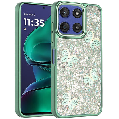 For Motorola Moto G Stylus 5G 2026 /2025 Cute Butterfly Crystal Diamond Glitter Case Sparkle Bling Frame Metallic Edges, Shimmer TPU Hybrid Case Cover