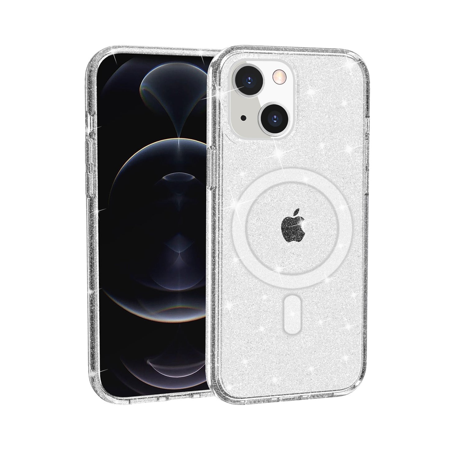 For iPhone XR MagSafe Compatible Glitter Sparkle Bling Hybrid Case with Magnetic Circle, Slim TPU & Hard PC Frame Case Cover Clear