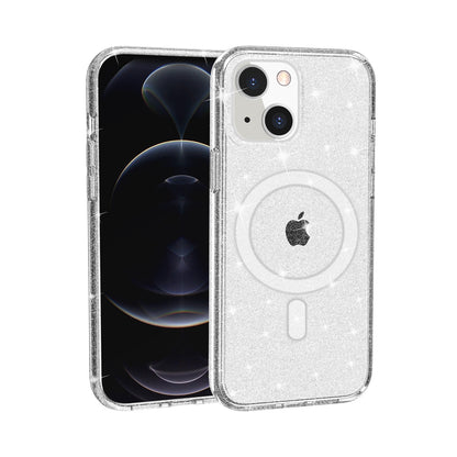 For iPhone XR MagSafe Compatible Glitter Sparkle Bling Hybrid Case with Magnetic Circle, Slim TPU & Hard PC Frame Case Cover Clear