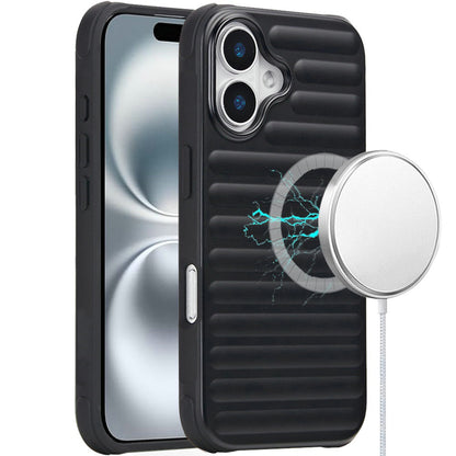 For Apple iPhone 16 Plus (6.7") Pattern Design Magnetic Chrome Hybrid Compatible with Magsafe Dual Layer Shockproof TPU Hard PC Back Case Cover