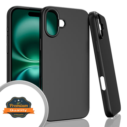 For Apple iPhone 16 Plus (6.7") Slim Thin Silicone Soft Skin Flexible TPU Gel Rubber Candy Gummy Protective Hybrid Case Cover Black