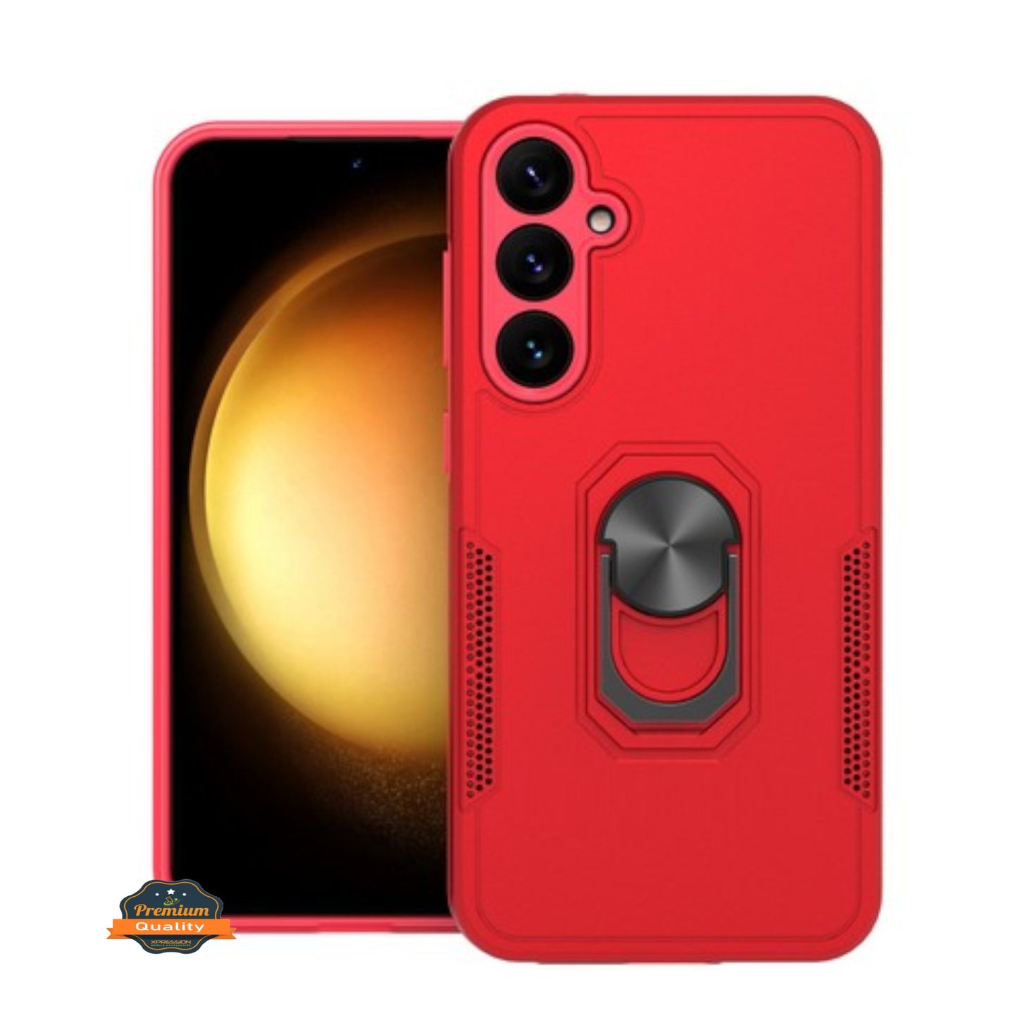 For Samsung Galaxy S24 FE /Fan Edition Military Grade Armor Heavy Shockproof Hybrid with Kickstand Built-in 360°Rotate Ring Stand Case Cover