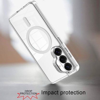 For Samsung Galaxy S25 /S24 MagSafe Compatible Integrated Technology Clean Transparent Hybrid Armor TPU Frame Case Cover Black