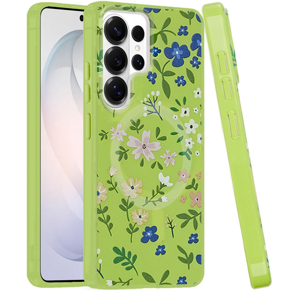 Phone Case for Samsung Galaxy S26 Ultra Shockproof Dual Layer TPU IMD Print Rugged Anti-Slip Grip Drop Protection Scratch Resistant Slim Fit Glossy Floral Heart Aesthetic Cover