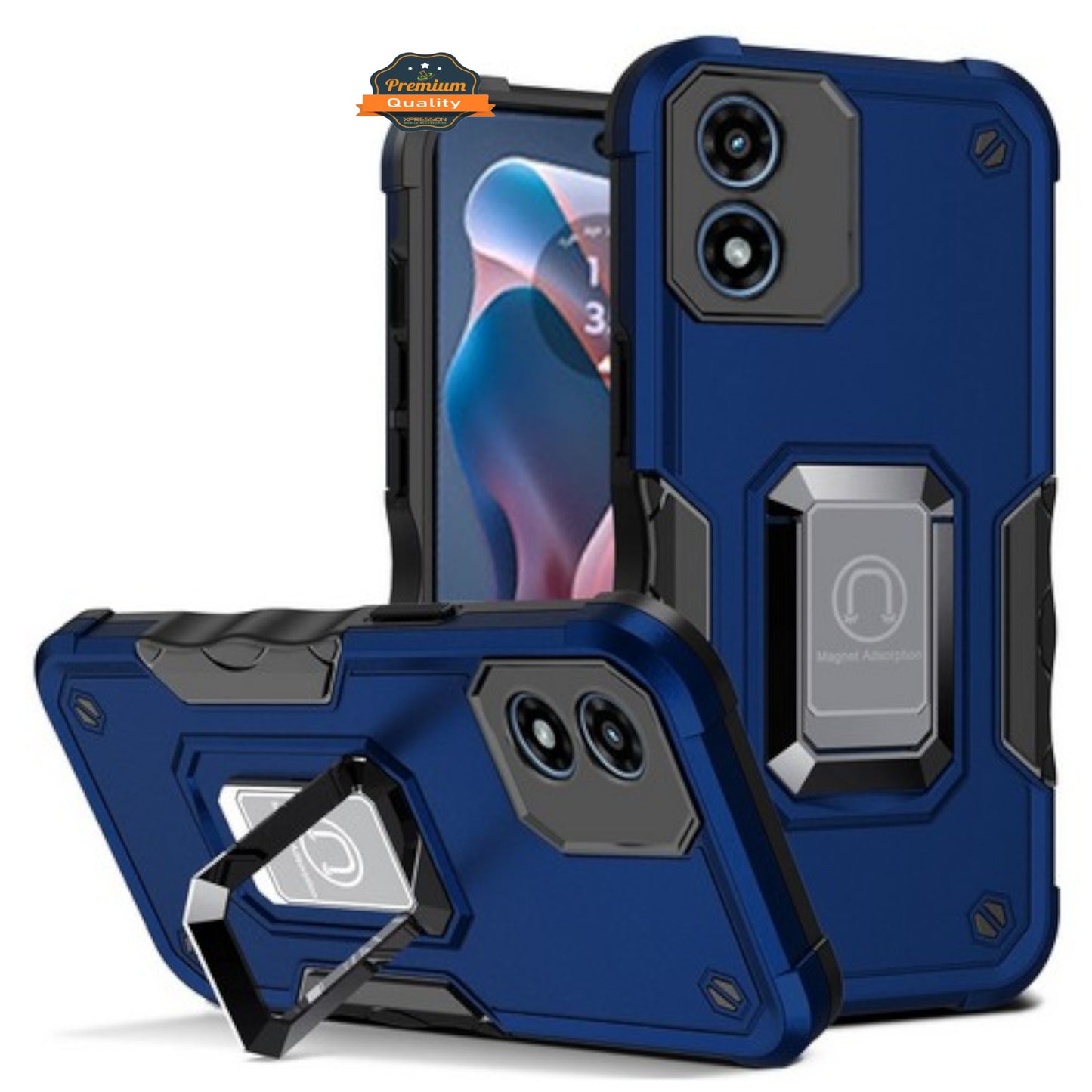 For Motorola Moto G Power 5G 2026 Heavy Duty Hybrid 2in1 Hard PC & TPU Rugged Bumper Shockproof with Magnetic Ring Kickstand Case Cover
