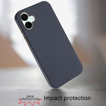 For Samsung Galaxy A06 Slim Classic Hybrid Around Rubber Gummy Gel Slick Hard PC Silicone TPU Chromed Button Case Cover