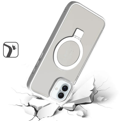 For Apple iPhone 16 Pro (6.3") Magnetic Metal Matte Built-in Compatible with MagSafe Stand Hybrid Shock Armor TPU Case Cover