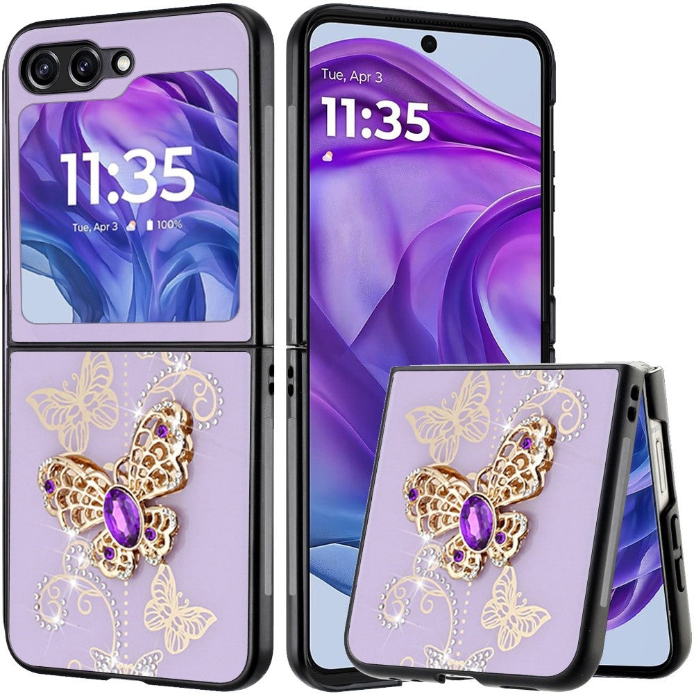 For Samsung Galaxy Z Flip 7 FE Diamonds 3D Fashion Bling Sparkly Glitter Ornaments Engraving Hybrid with Ring Stand Case Cover