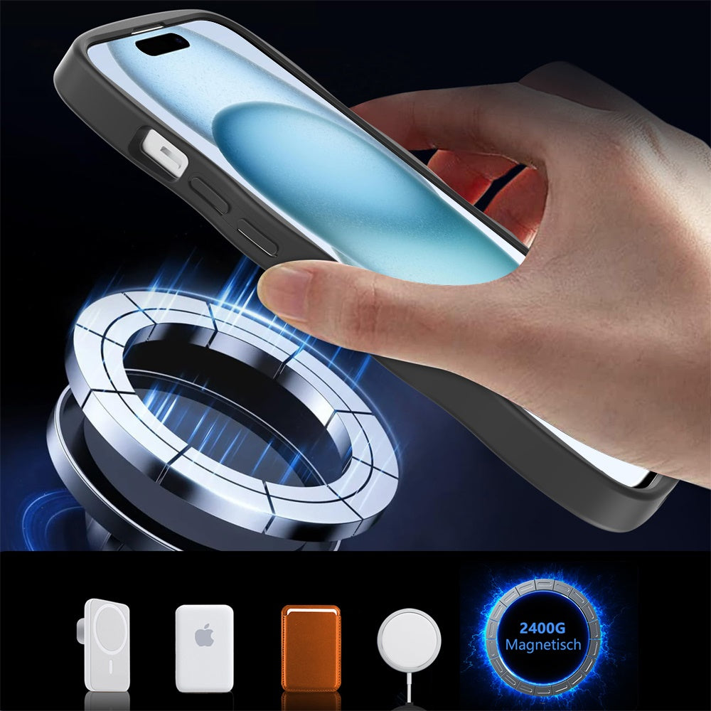 For Apple iPhone 17E /16E Grip Hand Magnetic Hybrid Case Shockproof Protection Matte Skin Rubber TPU + PC Case Cover Black