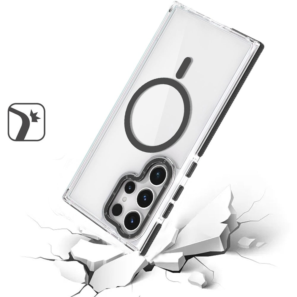 For Samsung Galaxy S25 Ultra Transparent Back with Colorful Frame, Strong Magnetic Circle, MagSafe Compatible, Slim Shockproof Protection Case Cover