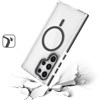 For Samsung Galaxy S25 Ultra Transparent Back with Colorful Frame, Strong Magnetic Circle, MagSafe Compatible, Slim Shockproof Protection Case Cover