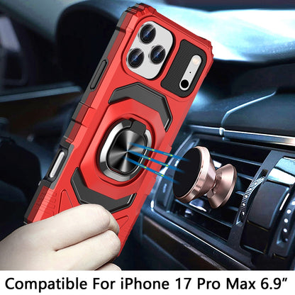For Apple iPhone 17 Pro Max (6.9") Hybrid Dual Layer with 360° Rotate Magnetic Ring Stand Holder Kickstand TPU Rugged PC Shockproof Case Cover