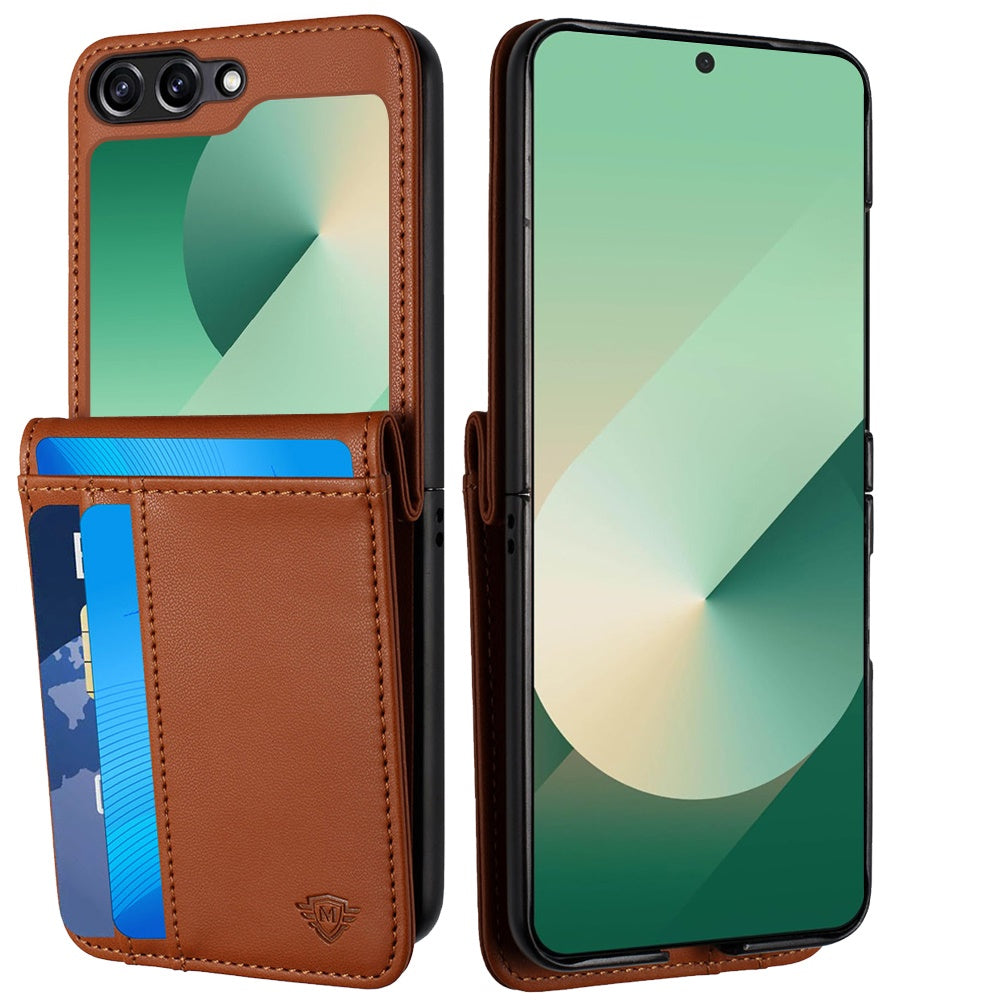 For Samsung Galaxy Z Flip 7 Wallet Case PU Leather Back Storage with Card ID Slot, Pocket Holder, Hybrid Protective Case Cover