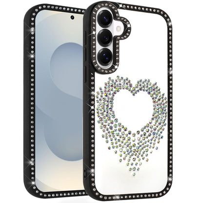For Samsung Galaxy S26+ / S26 Plus Angel Hearts Glitter Shimmer Diamond Edge Hybrid Drop Protection Shockproof Design Compatible Case Cover